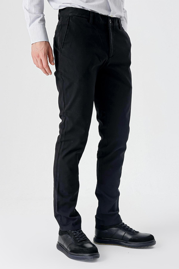 Siyah Pamuklu Yandan Cepli Casual Slim Fit Chino Pantolon 1003235117