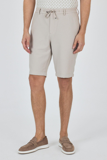 Bej Düz Esnek Gabardin Casual Şort 1016250150