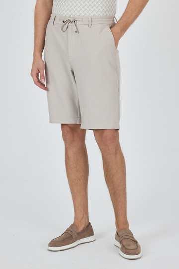 Bej Düz Esnek Gabardin Casual Şort 1016250150