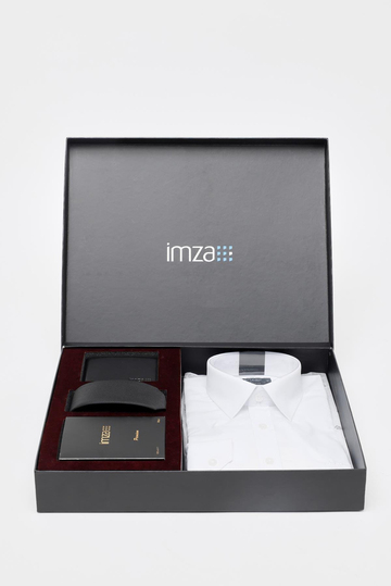 Beyaz Gömlek Slim Fit, Kravat, Cüzdan, Parfüm 4lü Set, Damat Bohçası, Hediye Seti, Düğün Set