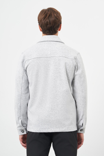 Gri Örme Polo Yaka Jakarlı Desen Yırtmaçsız Astarsız Slim Fit Classic Mont 1007245161