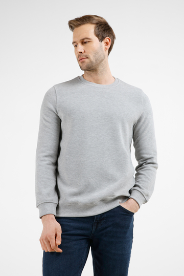 Gri Uzun Kol Bisiklet Yaka Düz Pamuklu Comfort Fit Sweatshirt 1013255150