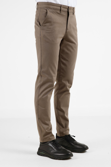 Haki Yan Cep Düz Paça Pamuklu Slim Fit Chino Casual Pantolon 1003255155