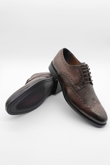Koyu Kahverengi %100 Deri Analin Bağcıklı Classic Ayakkabı 1033245176_400