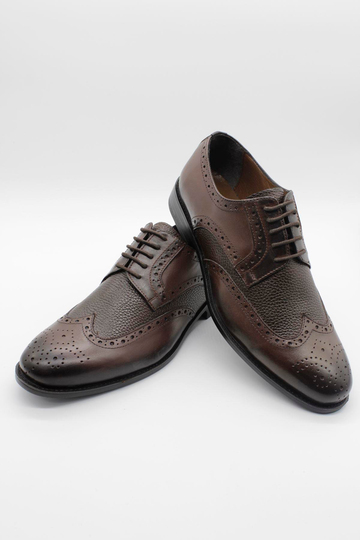 Koyu Kahverengi %100 Deri Analin Bağcıklı Classic Ayakkabı 1033245176_400