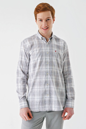 Koyu Kahverengi Kısalabilir Kol Cepsiz Pamuklu Keten Comfort Fit Gömlek 1004240147