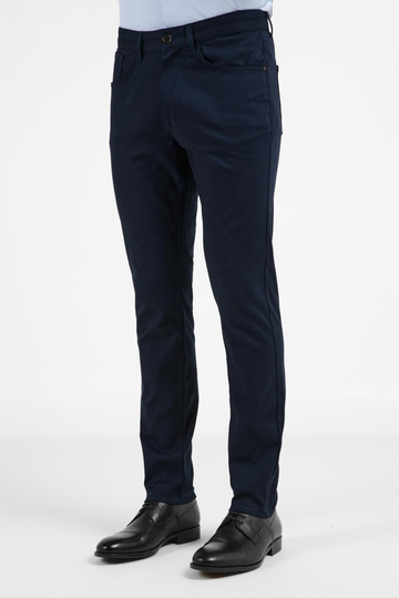 Koyu Lacivert 5 Cep  Düz Paça Pamuklu Slim Fit 5 Cep Casual Pantolon 1003255154