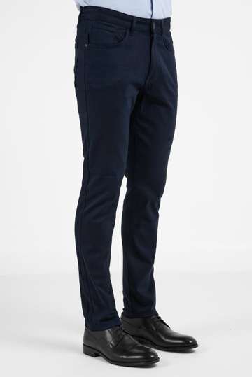 Koyu Lacivert 5 Cep  Düz Paça Pamuklu Slim Fit 5 Cep Casual Pantolon 1003255154