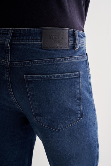 Koyu Lacivert Gabardin 5 Cep Düz Paça Casual Slim Fit Pamuklu Denim Pantolon 1023255151