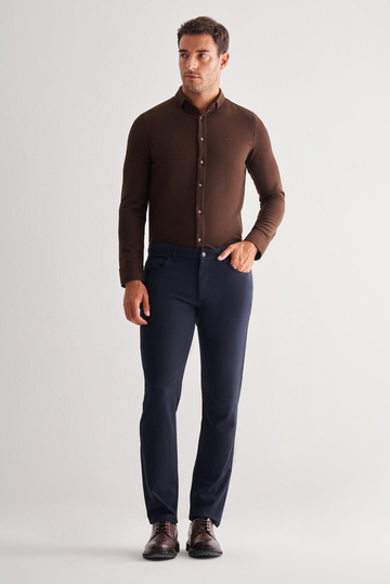 Lacivert 5 Cep  Düz Paça Esnek Slim Fit  Casual Pantolon 1003255157