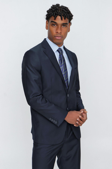 Lacivert Gabardin Mono Yaka 4 Drop Comfort Fit Rahat Kesim Basic Takım Elbise 1001245009