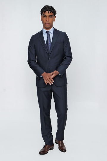 Lacivert Gabardin Mono Yaka 4 Drop Comfort Fit Rahat Kesim Basic Takım Elbise 1001240009