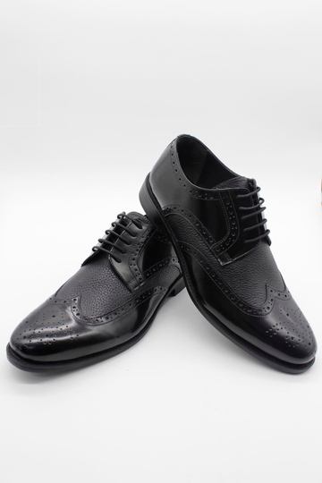 Siyah %100 Deri Analin Bağcıklı Classic Ayakkabı 1033245176_002