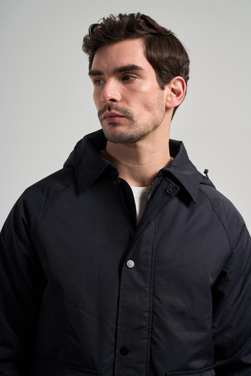 Siyah Bez Ayağı Polo Yaka Düz Tam Astar Standart Fit Casual Mont 1007245165_001