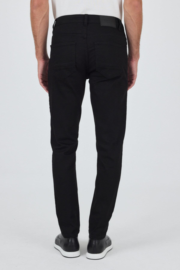 Siyah Gabardin 5 Cep Düz Paça Casual Slim Fit Pamuklu Denim Pantolon 1023250158