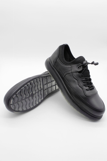 Siyah Hakiki Deri Termo Taban Bağcıklı Casual Ayakkabı 1033235119
