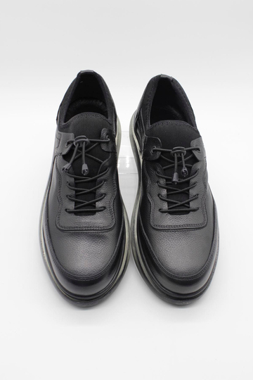Siyah Hakiki Deri Termo Taban Bağcıklı Casual Ayakkabı 1033235119