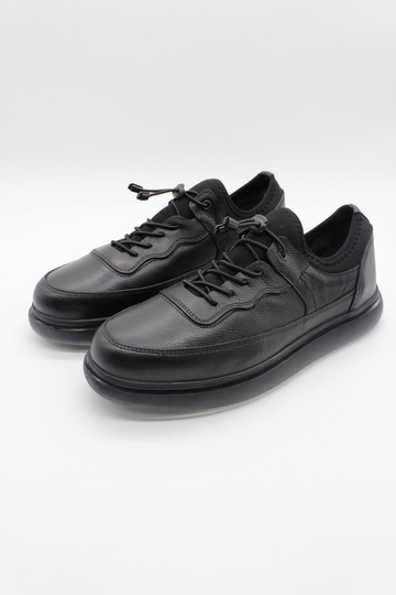 Siyah Hakiki Deri Termo Taban Bağcıklı Casual Ayakkabı 1033235119