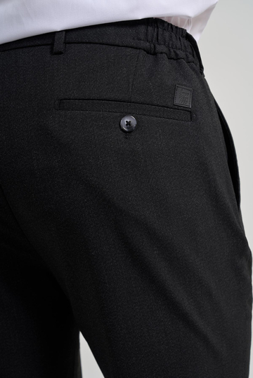 Siyah Kendinden Desenli Yan Cep Slim Fit Jogger Pantolon 1003250161