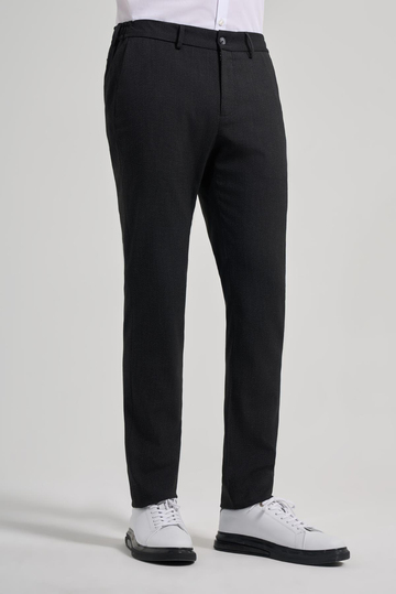 Siyah Kendinden Desenli Yan Cep Slim Fit Jogger Pantolon 1003250161