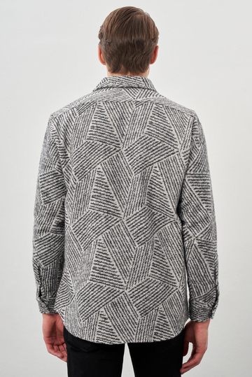 Siyah Uzun Kol Kendinden Gabardin Kapaklı Cep Pamuklu Classic Comfort Fit Gömlek 1004245167