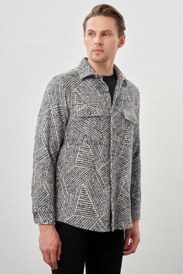 Siyah Uzun Kol Kendinden Gabardin Kapaklı Cep Pamuklu Classic Comfort Fit Gömlek 1004245167