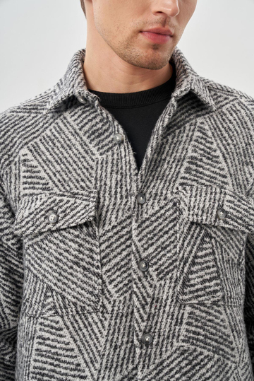 Siyah Uzun Kol Kendinden Gabardin Kapaklı Cep Pamuklu Classic Comfort Fit Gömlek 1004245167