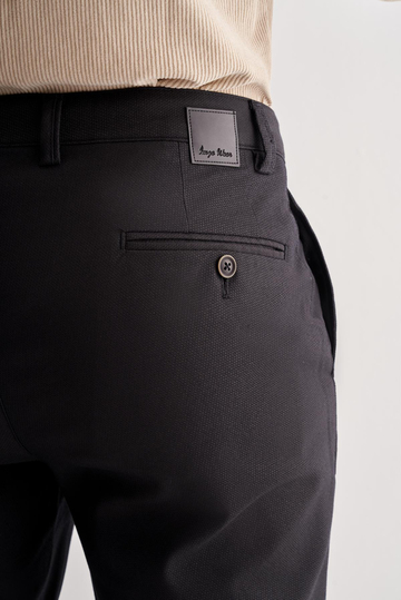 Siyah Yan Cep Düz Paça Pamuklu Comfort Fit Chino Casual Pantolon 1003255166