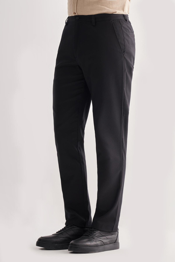 Siyah Yan Cep Düz Paça Pamuklu Comfort Fit Chino Casual Pantolon 1003255166
