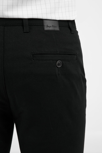 Siyah Yan Cep Düz Paça Pamuklu Slim Fit Chino Casual Pantolon 1003255155