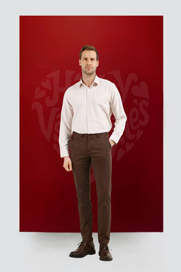 Sütlü Kahverengi Yan Cep Düz Paça Pamuklu Slim Fit Chino Casual Pantolon 1003255155