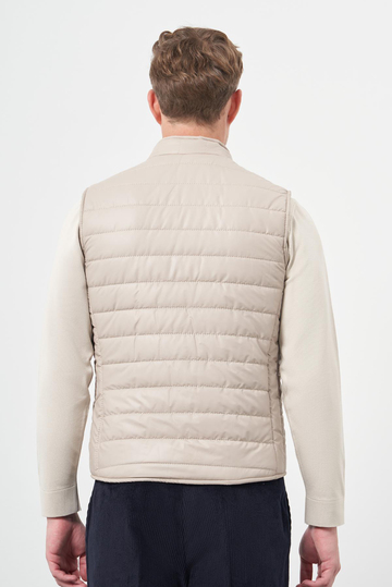 Taş Rengi Kapitone Dik Yaka Düz Garnisiz-Biyesiz Slim Fit Yelek 1009245151