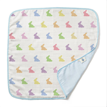 Deux Lapin Rainbow Lapin Blue Çift Kat Müslin Battaniye