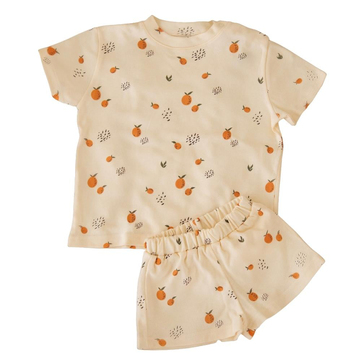 Kiraz Kids %100 Pamuklu Portakal Desenli Şortlu Takım