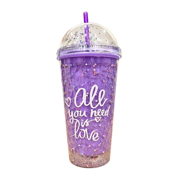 Etoilee Iced All You Need Is Love Lilac Işıklı Simli Pipetli Suluk