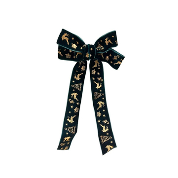 Mini & Kids Kadife Fiyonk Toka Green Bow