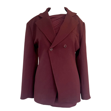 Mai Collection Bordo Elbise Ceket Takım - S