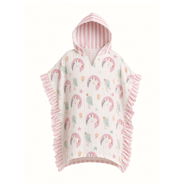 Asu Baby Unicornbird Organik Pamuk Fırfırlı Müslin Panço