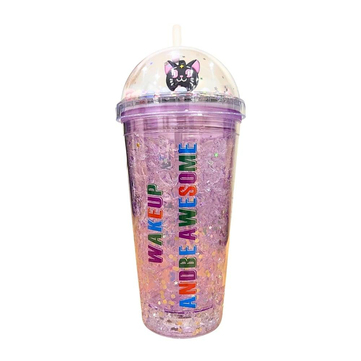 Etoilee Iced Wake-up Purple Işıklı Simli Pipetli Suluk