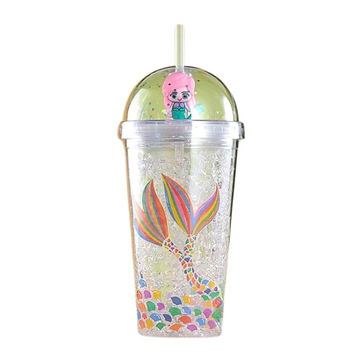 Etoilee Iced Rainbow Mermaid Şeffaf Işıklı Simli Pipetli Suluk