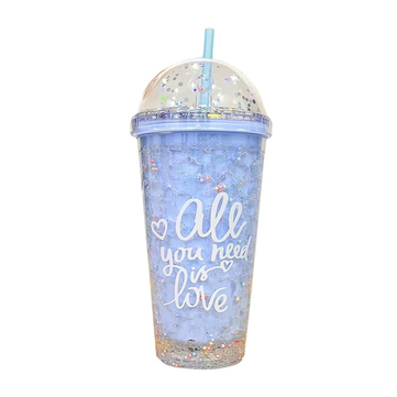 Etoilee Iced All You Need Is Love Blue Işıklı Simli Pipetli Suluk