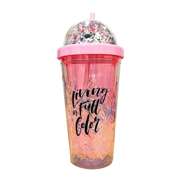 Etoilee Living In Full Color Pink Işıklı Simli Pipetli Suluk