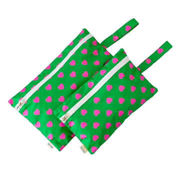 Mama Yoyo Temiz & Islak Kirli Çanta Kalpler Yeşil Pembe