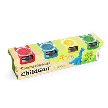 Childgen Play Dough 4'lü Eco Cup Oyun Hamuru Seti 125 gr x 4 (sarı, kırmızı, mavi, yeşil)