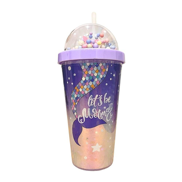 Etoilee Iced Lets be Mermaid Pembe Işıklı Simli Pipetli Suluk