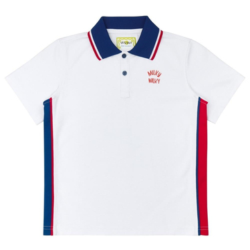 Milky Wilky Polo Yaka Kenar Biyeli Erkek Tişört Beyaz