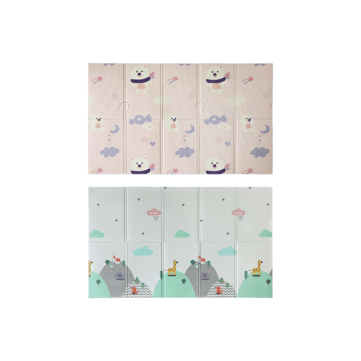 Coolmats Pembe Ayı Masalı & Bulutlar Dağlar Çift Taraflı Katlanabilir Oyun Matı