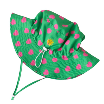Mama Yoyo UV Korumalı Şapka Kalpler Yeşil Pembe 1-7 Yaş