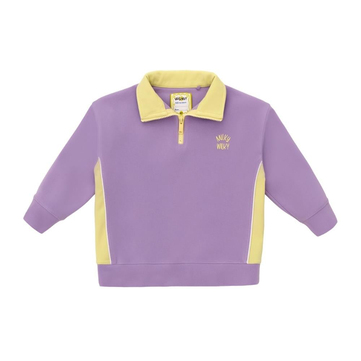 Milky Wilky Dik Yaka Yarım Fermuarlı Sweatshirt  Lila Sarı