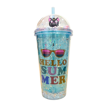 Etoilee Iced Hello Summer Glasses Işıklı Simli Pipetli Suluk